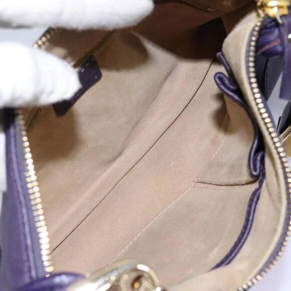 CELINE Shoulder Bag Leather Purple Gold Auth EC729AV - Picture 12 of 15